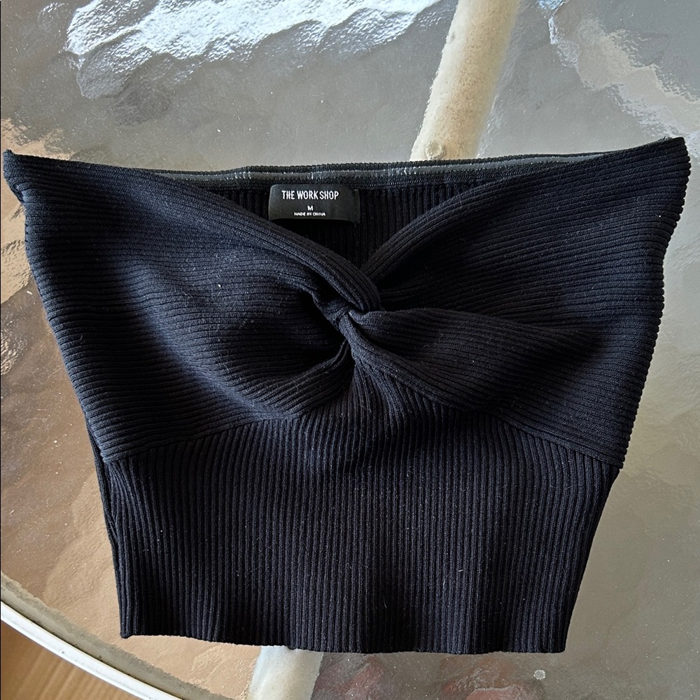 Strapless Black Ribbed Women's Top